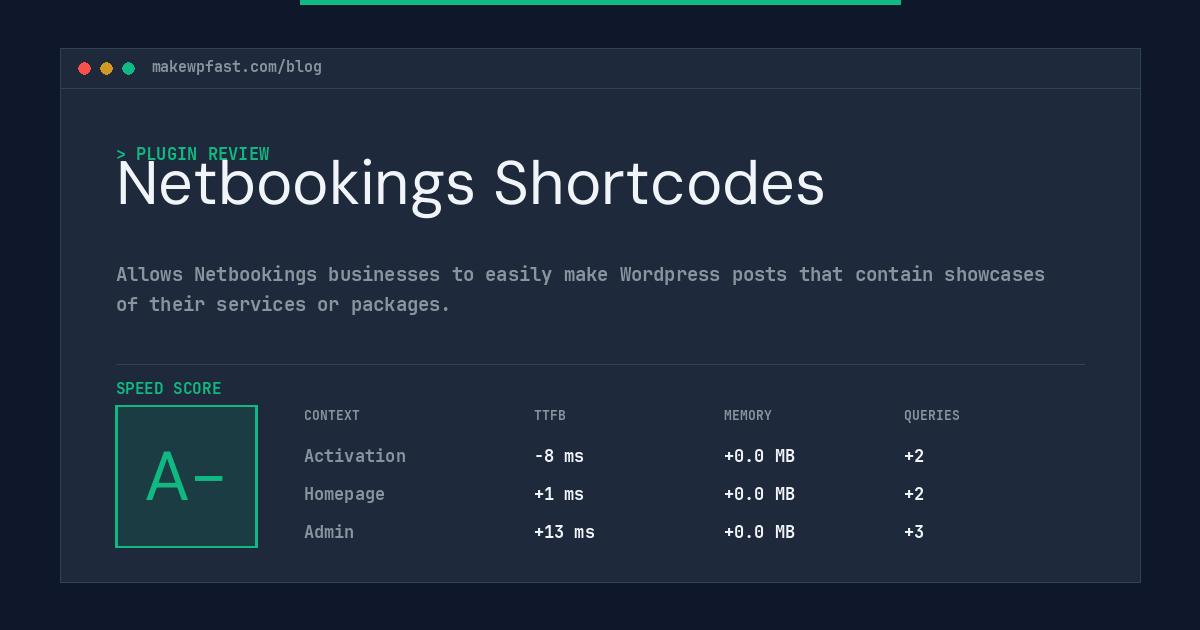 Netbookings Shortcodes - MakeWPFast
