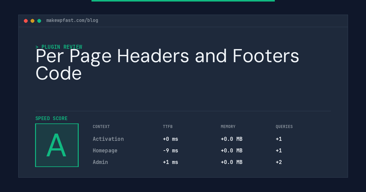 Per Page Headers and Footers Code - MakeWPFast