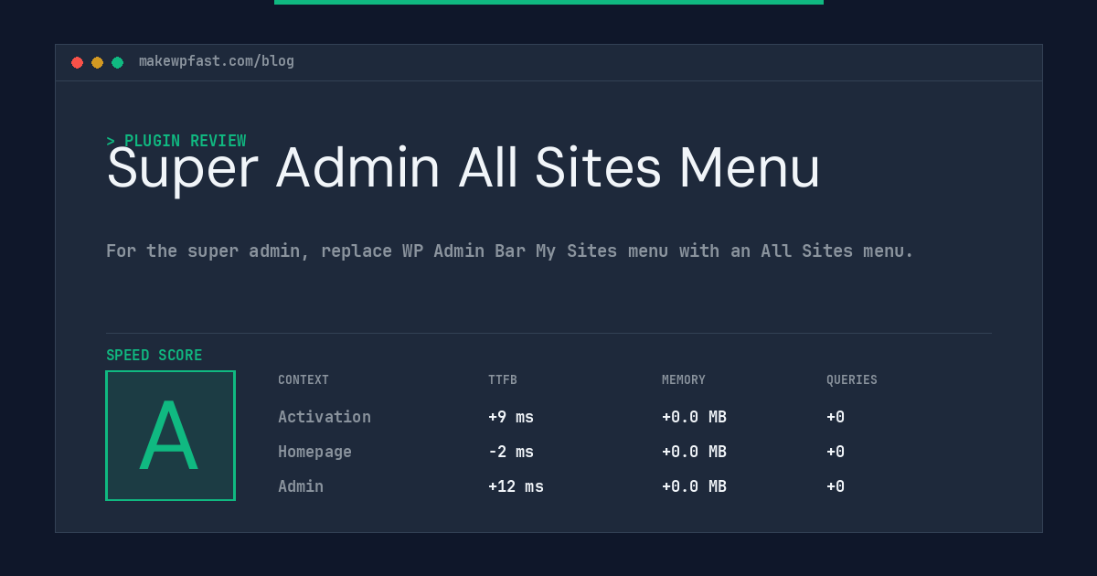 Super Admin All Sites Menu - MakeWPFast