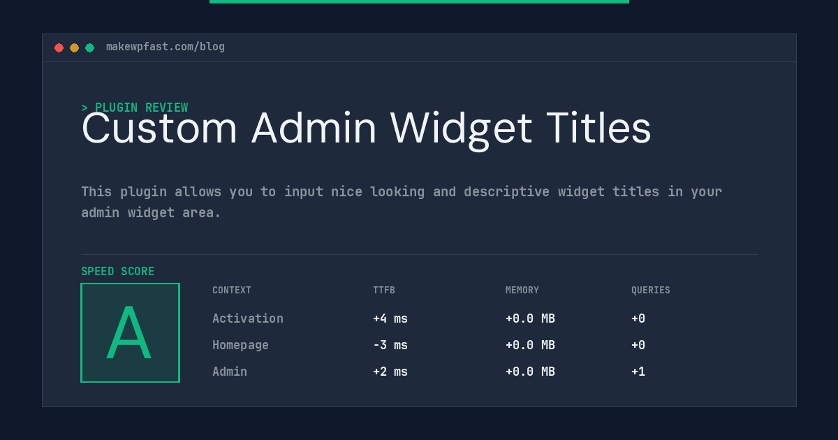 Custom Admin Widget Titles - MakeWPFast