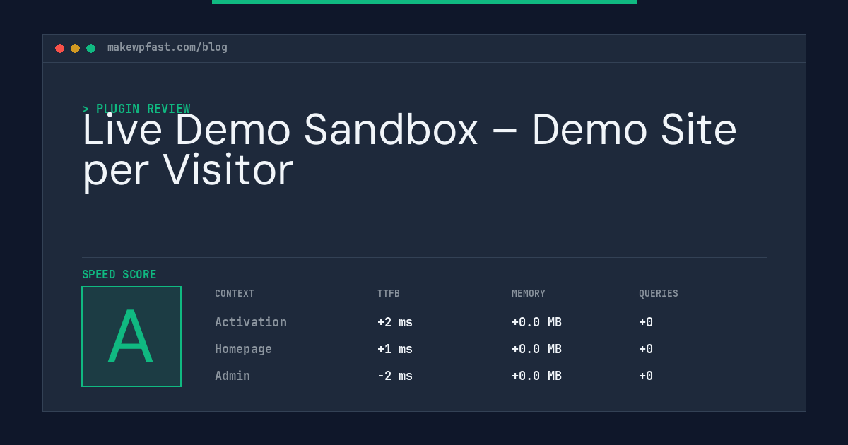 Live Demo Sandbox – Demo Site per Visitor - MakeWPFast