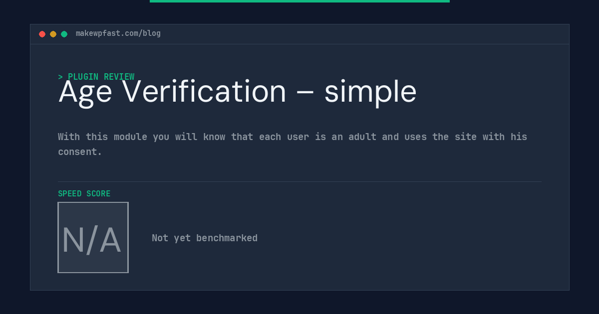 Age Verification – simple - MakeWPFast