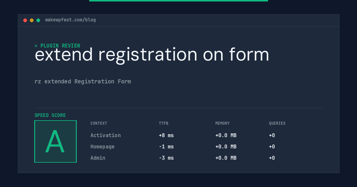 extend registration on form - MakeWPFast