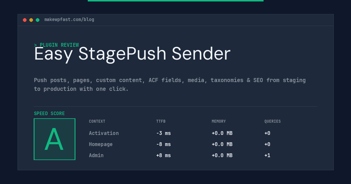 Easy StagePush Sender - MakeWPFast