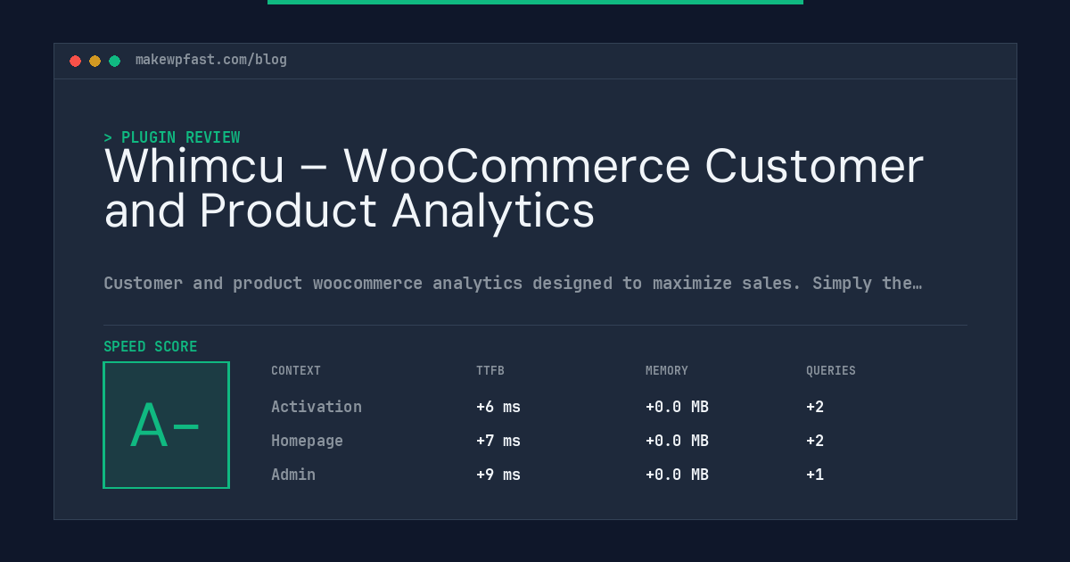 Whimcu – WooCommerce Customer and Product Analytics - MakeWPFast