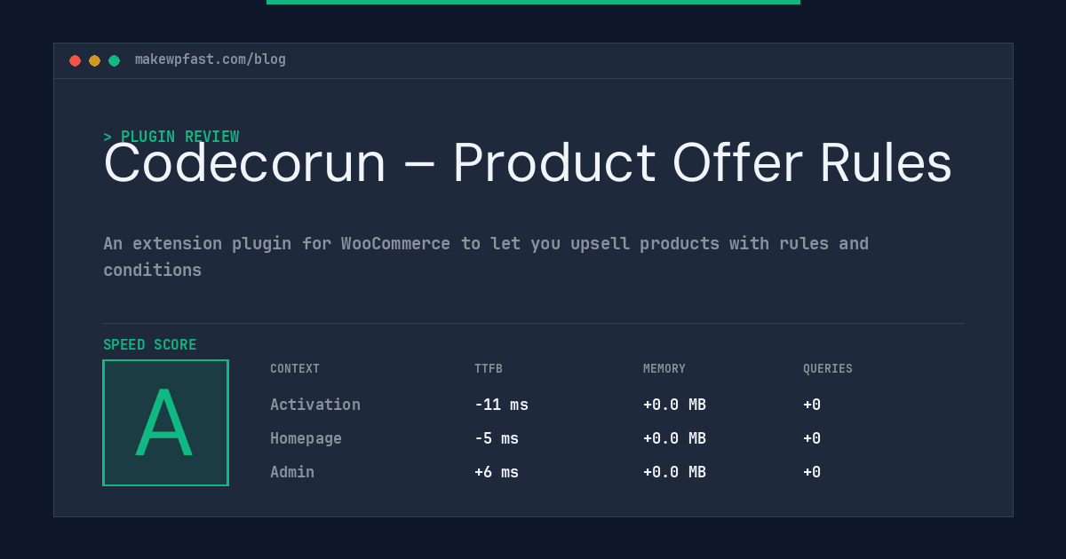Codecorun – Product Offer Rules - MakeWPFast