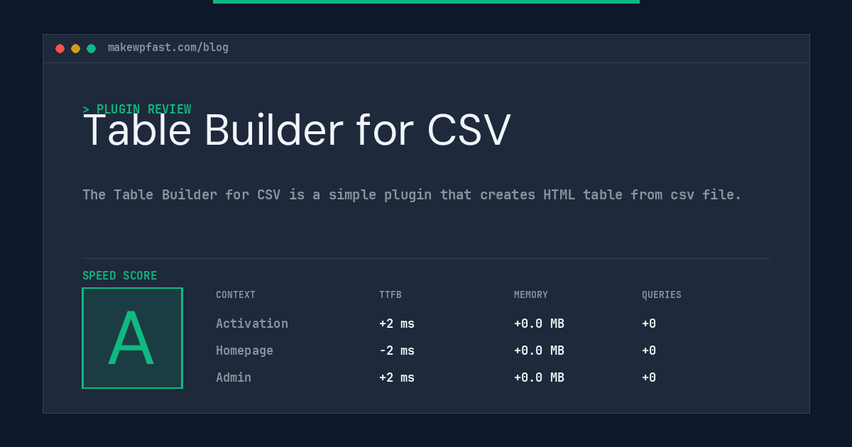 Table Builder for CSV - MakeWPFast