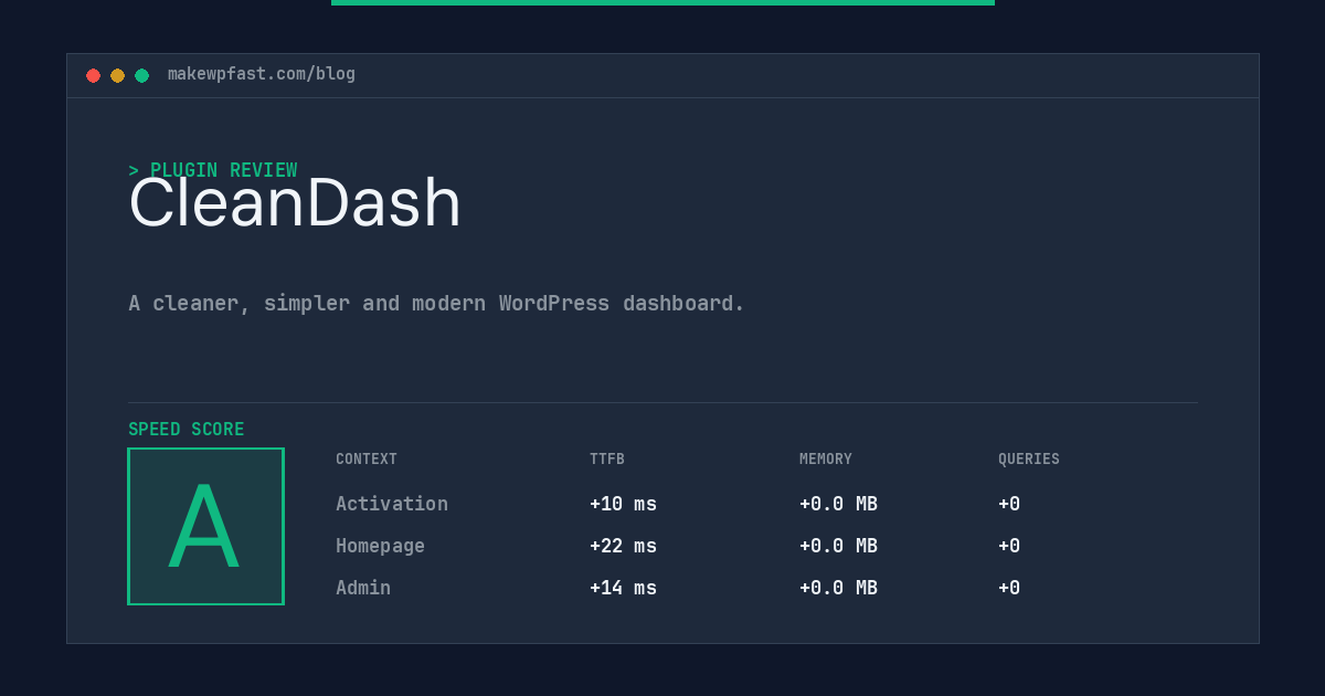 CleanDash - MakeWPFast
