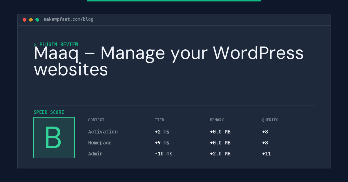 Maaq – Manage your WordPress websites - MakeWPFast