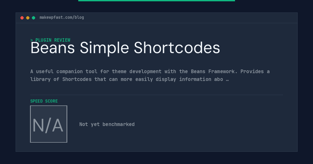 Beans Simple Shortcodes - MakeWPFast