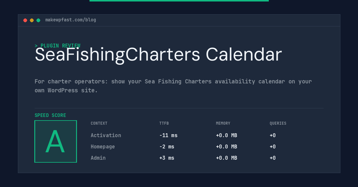 SeaFishingCharters Calendar - MakeWPFast