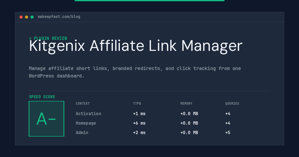 Kitgenix Affiliate Link Manager - MakeWPFast