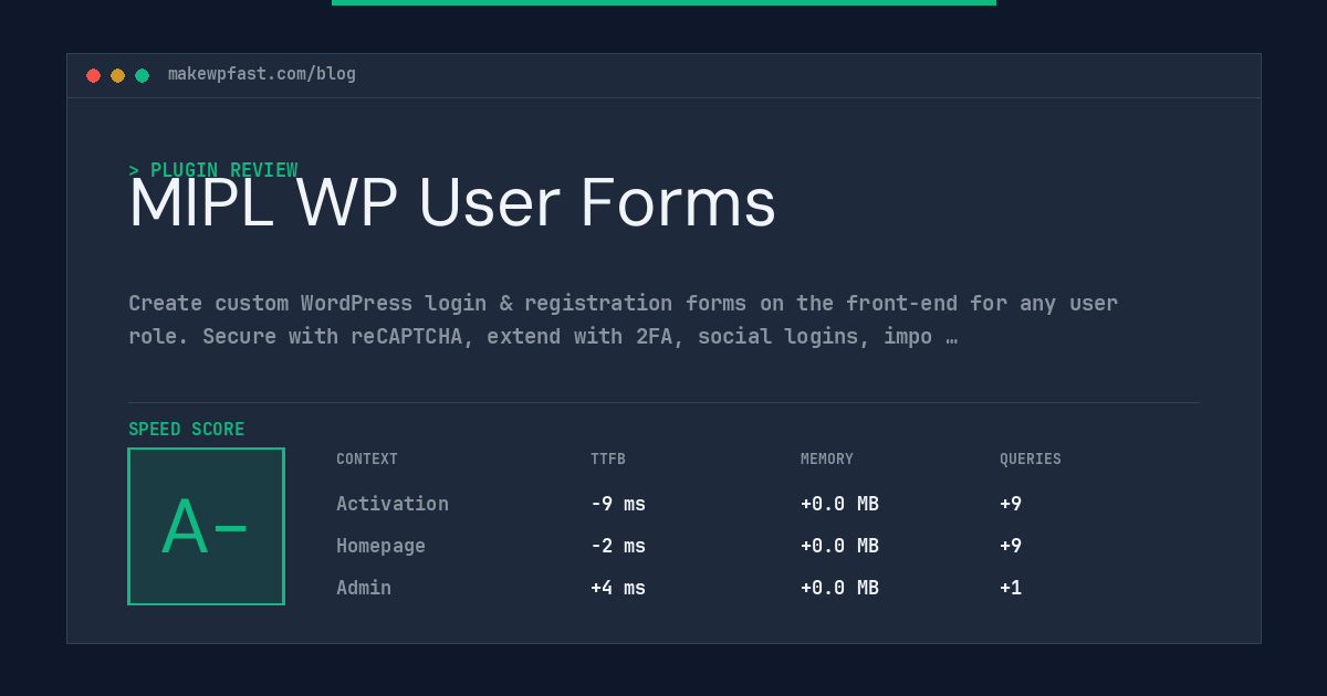 MIPL WP User Forms - MakeWPFast