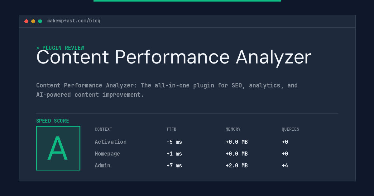 Content Performance Analyzer - MakeWPFast