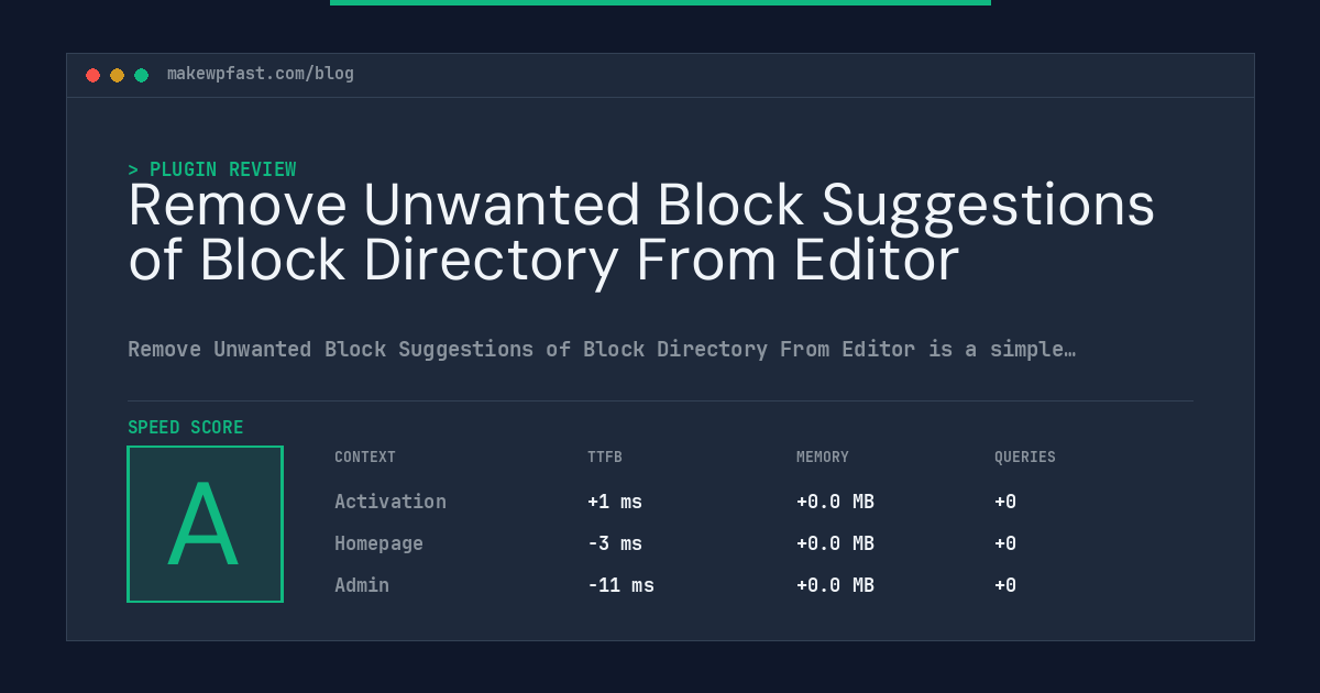 Remove Unwanted Block Suggestions of Block Directory From Editor - MakeWPFast