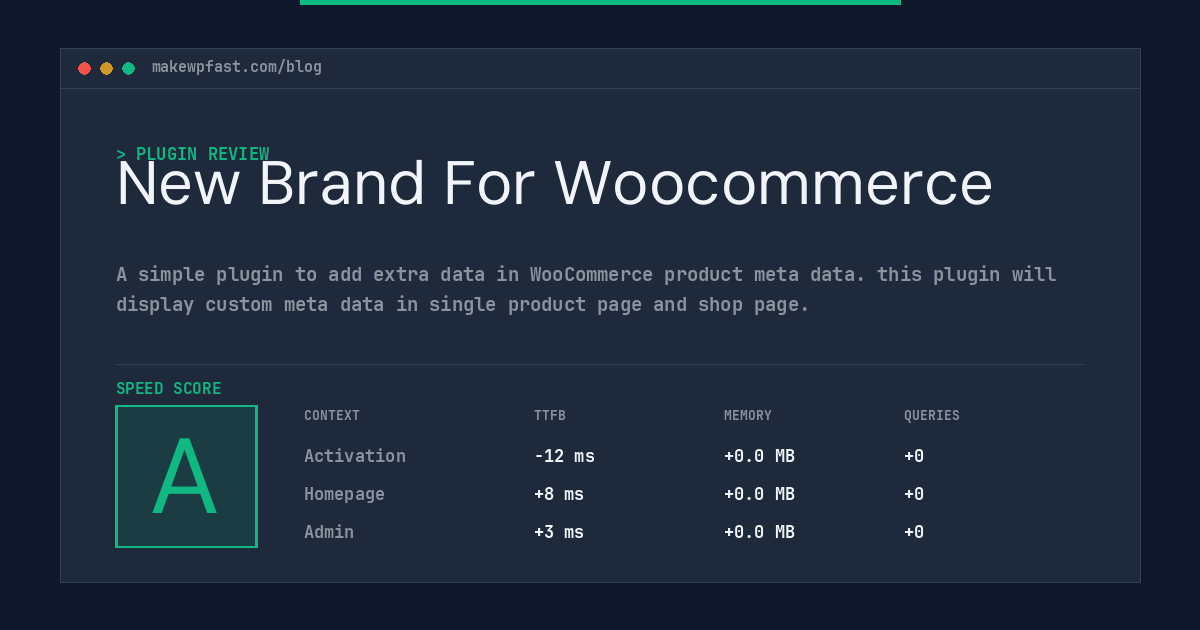 New Brand For Woocommerce - MakeWPFast