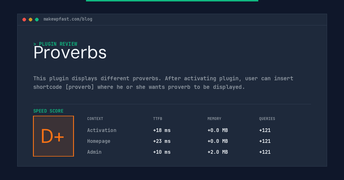 Proverbs - MakeWPFast