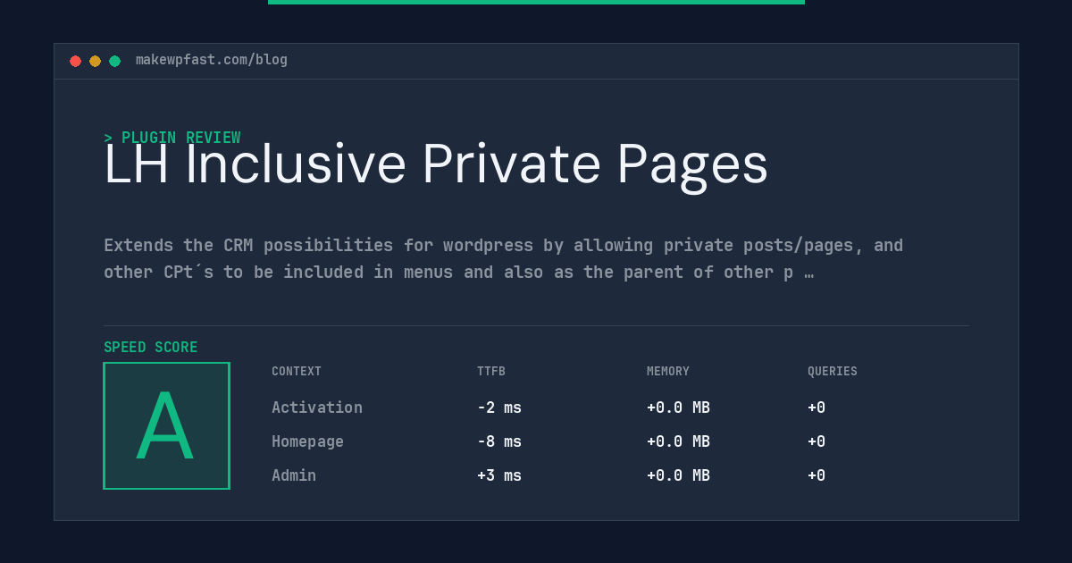 LH Inclusive Private Pages - MakeWPFast