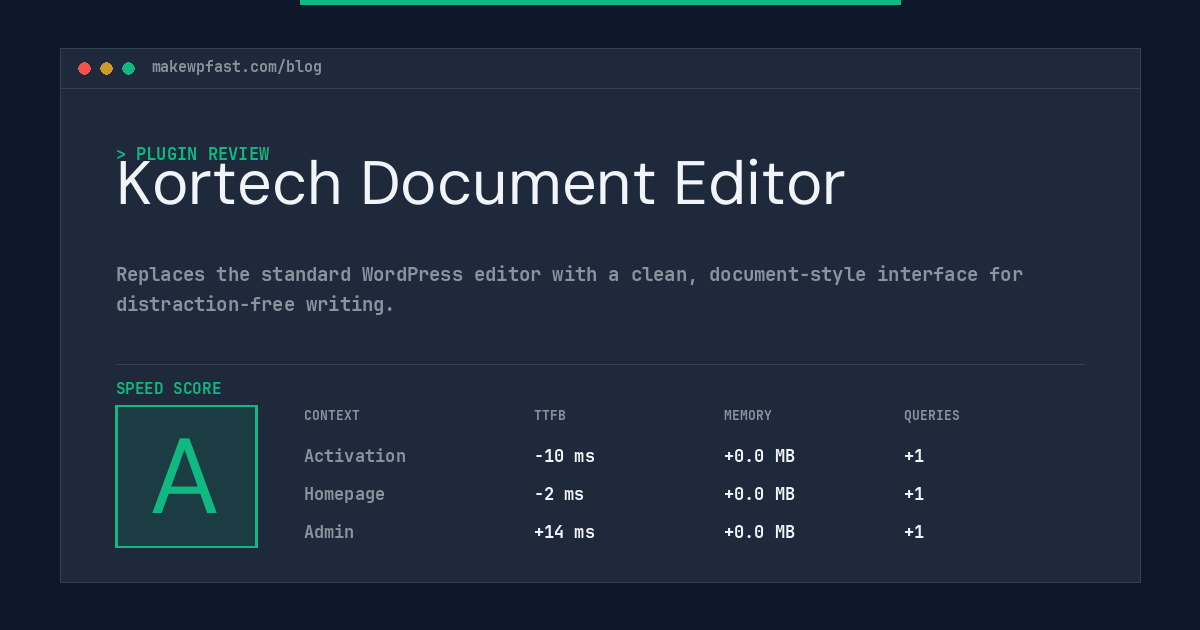 Kortech Document Editor - MakeWPFast
