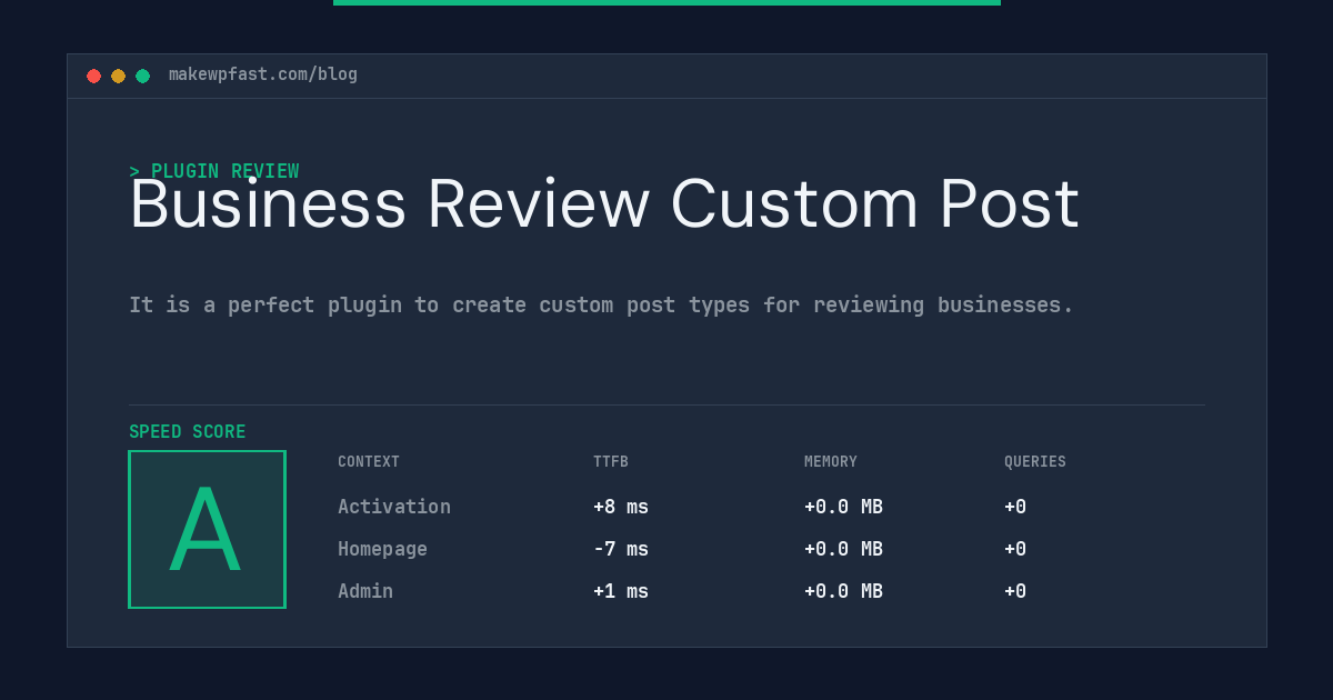 Business Review Custom Post - MakeWPFast
