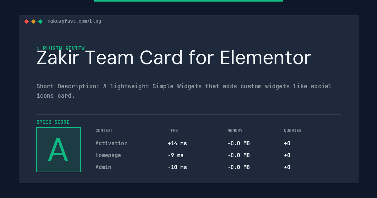 Zakir Team Card for Elementor - MakeWPFast