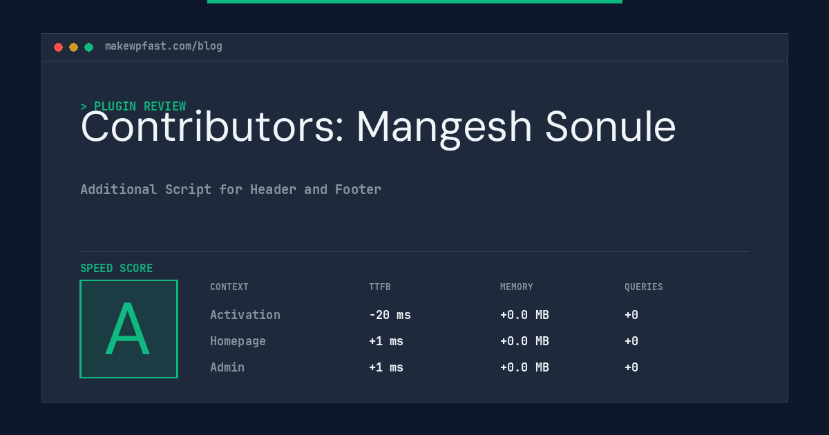 Contributors: Mangesh Sonule - MakeWPFast