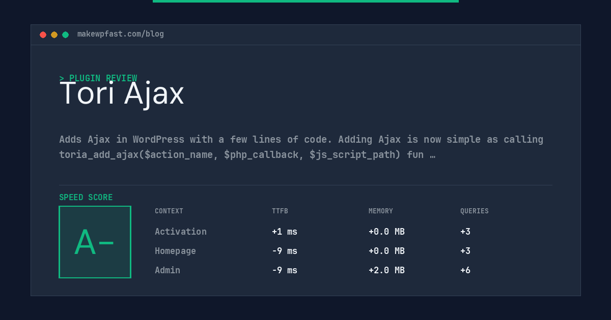Tori Ajax - MakeWPFast