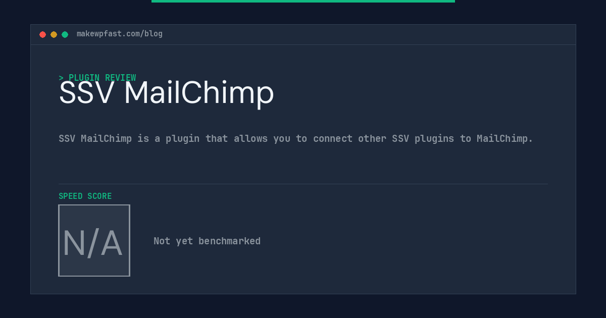 SSV MailChimp - MakeWPFast