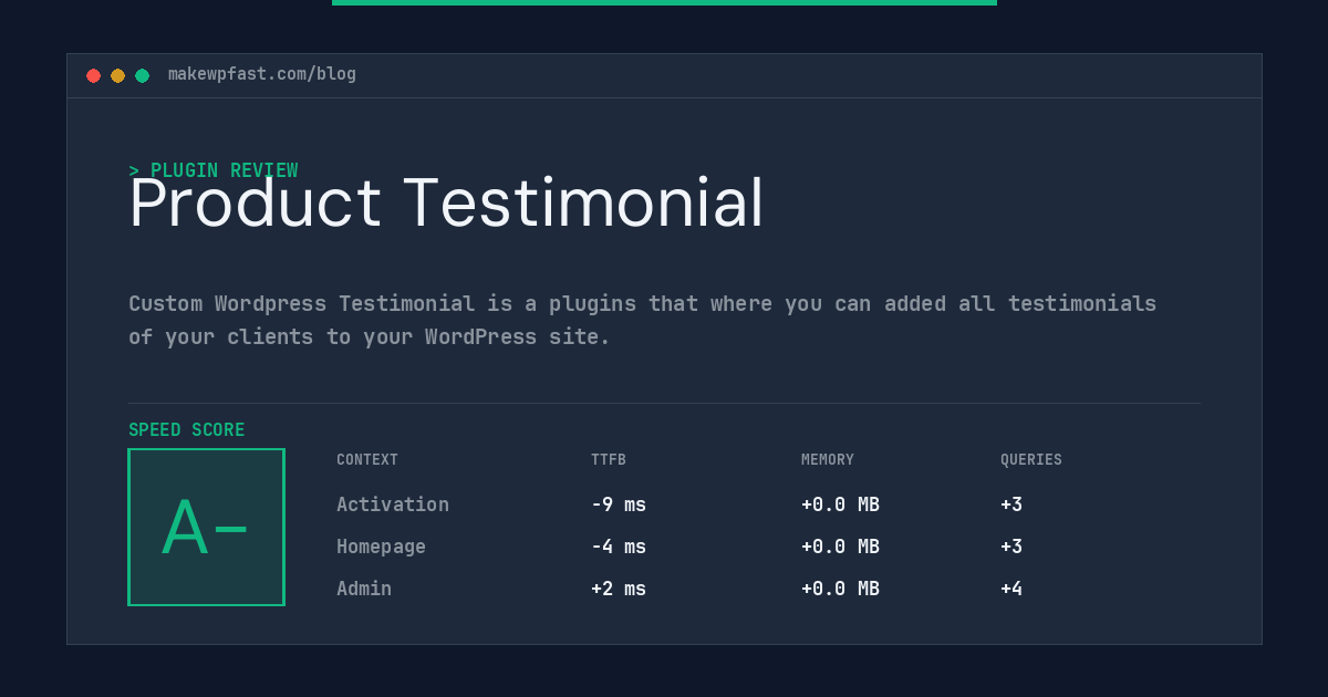 Product Testimonial - MakeWPFast