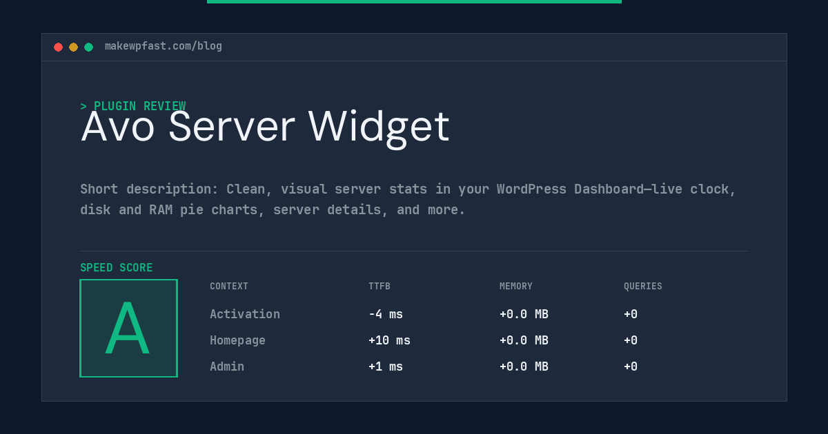 Avo Server Widget - MakeWPFast