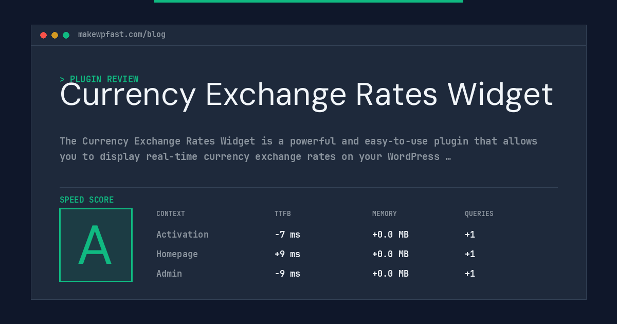 Currency Exchange Rates Widget - MakeWPFast