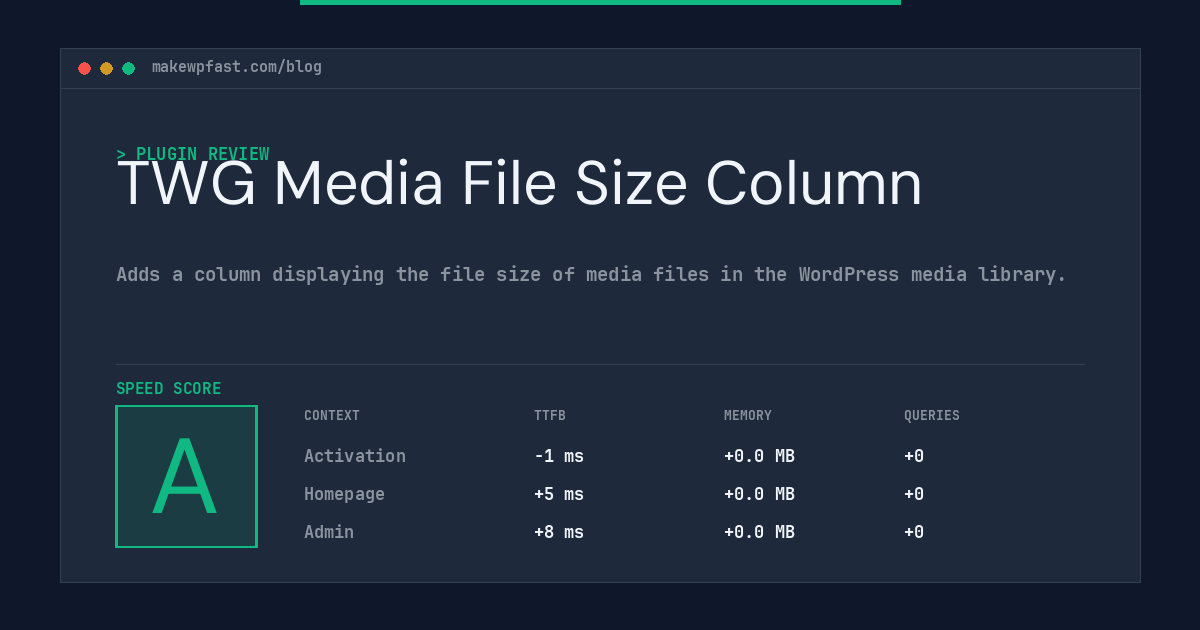 TWG Media File Size Column - MakeWPFast