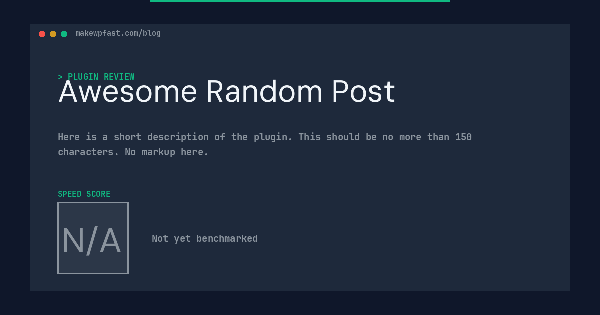 Awesome Random Post - MakeWPFast