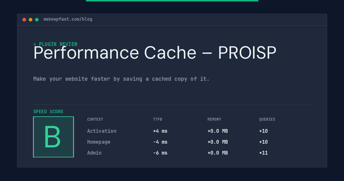 Performance Cache – PROISP - MakeWPFast