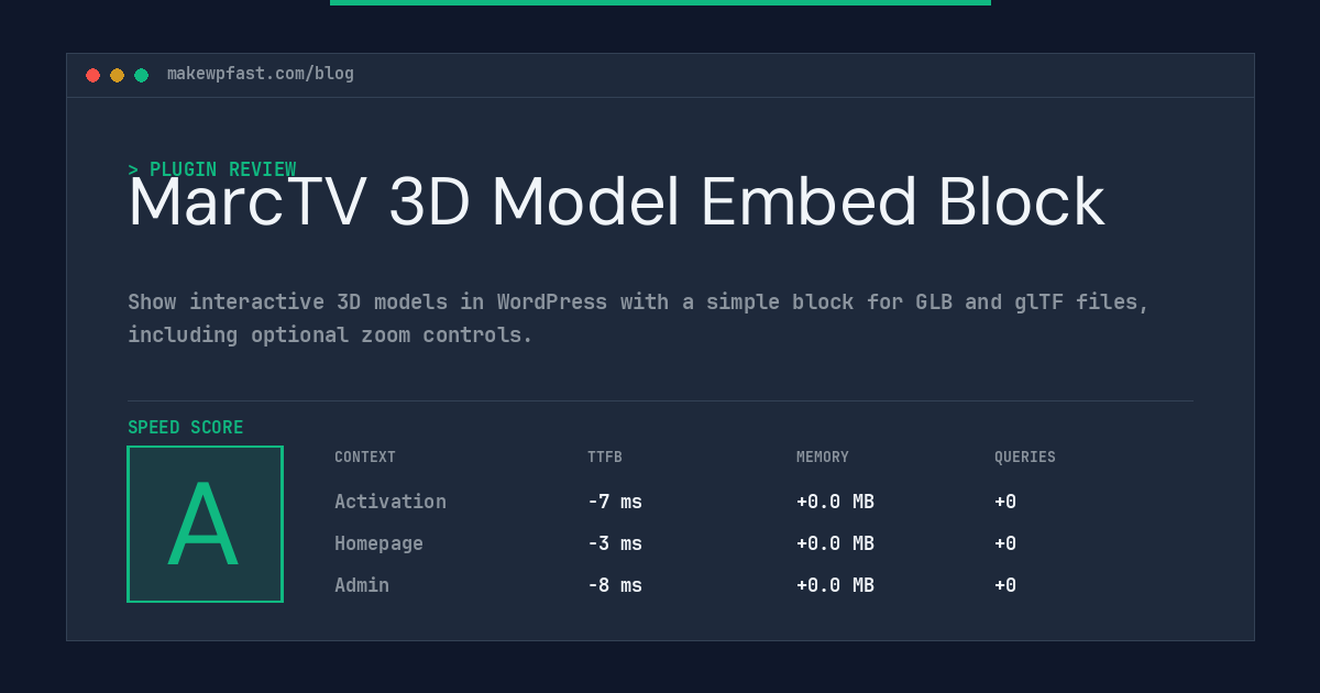 MarcTV 3D Model Embed Block - MakeWPFast