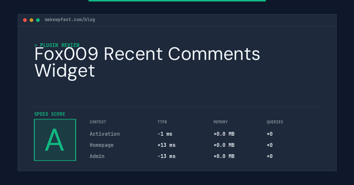 Fox009 Recent Comments Widget - MakeWPFast