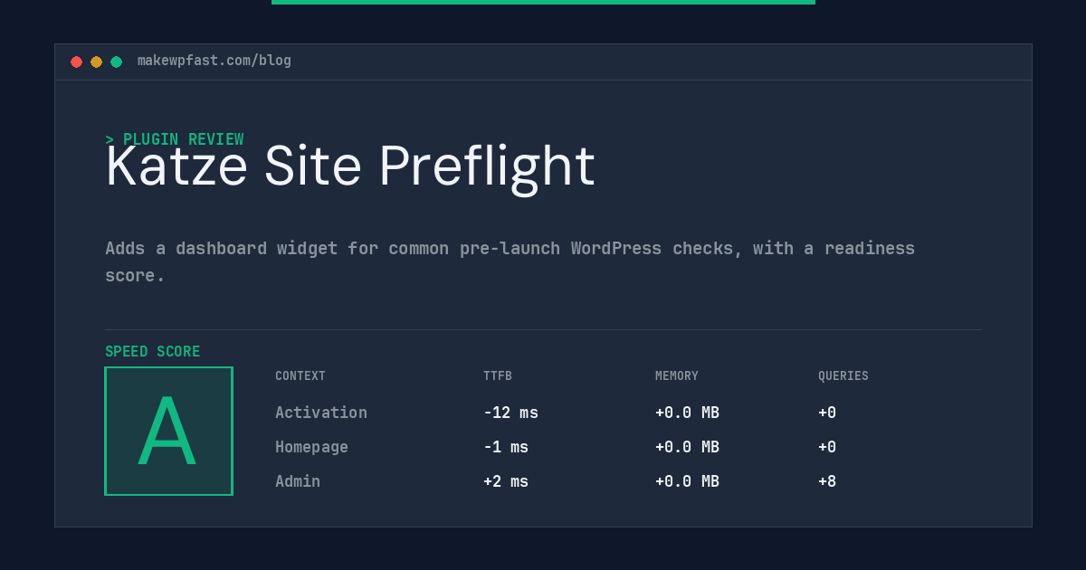 Katze Site Preflight - MakeWPFast