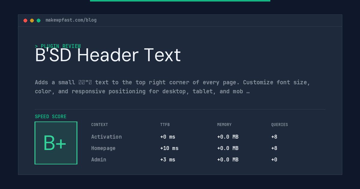 B'SD Header Text - MakeWPFast