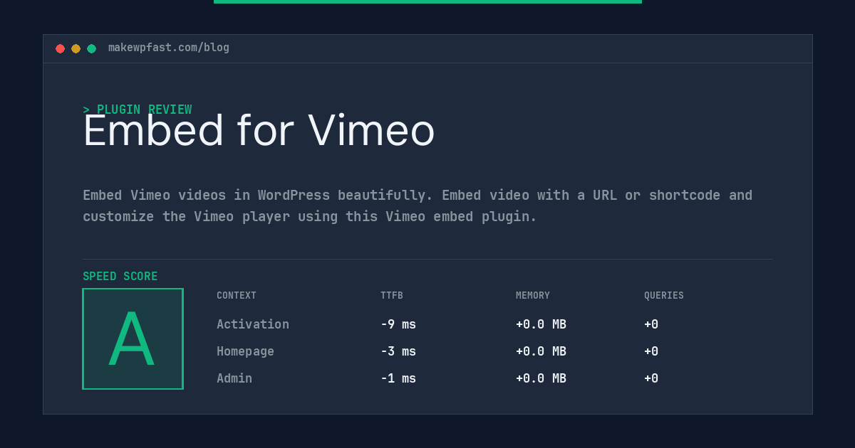 Embed for Vimeo - MakeWPFast