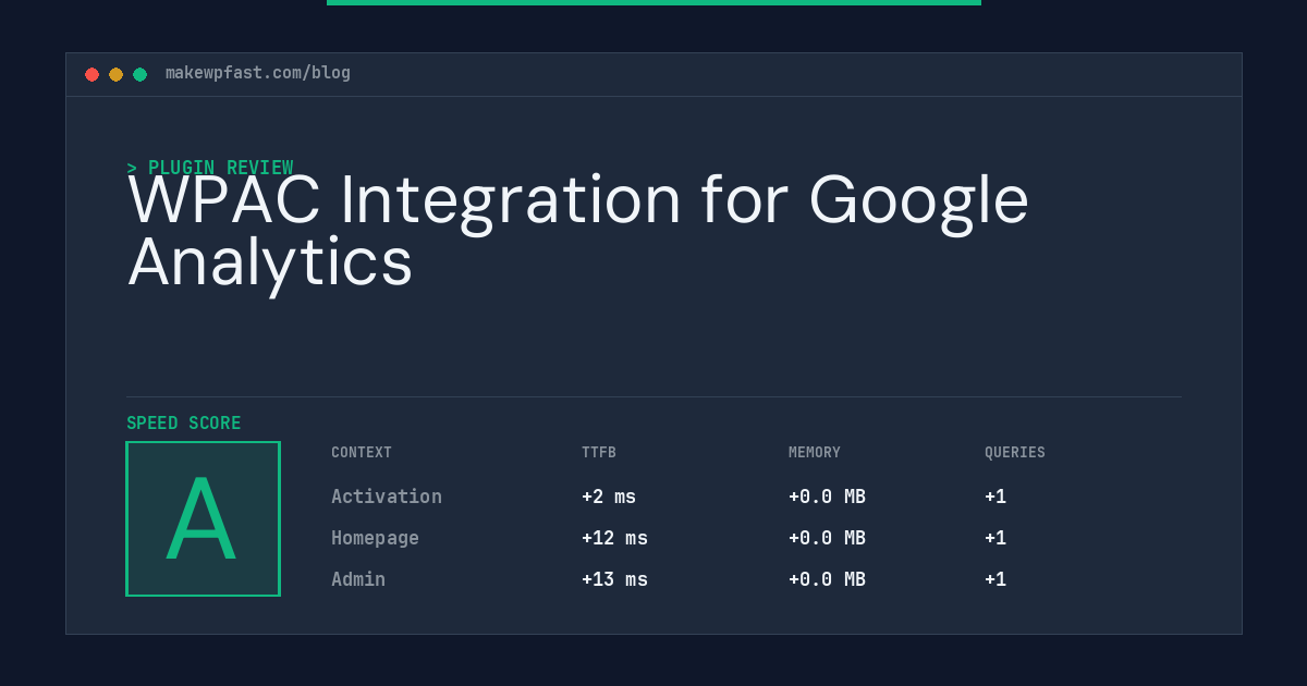WPAC Integration for Google Analytics - MakeWPFast