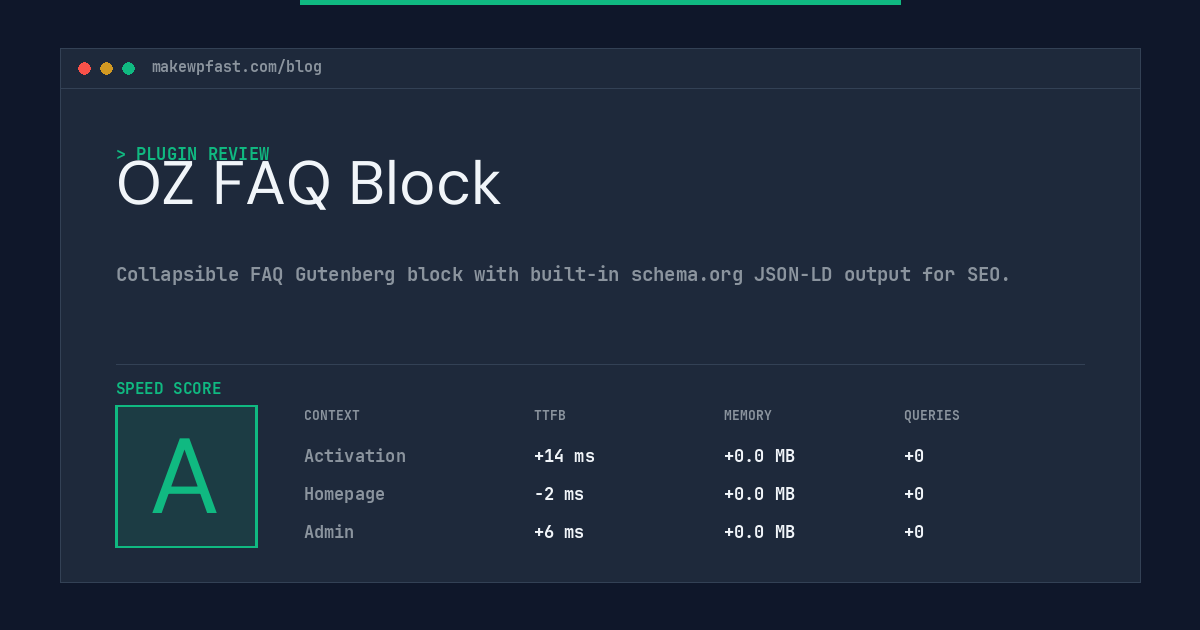 OZ FAQ Block - MakeWPFast