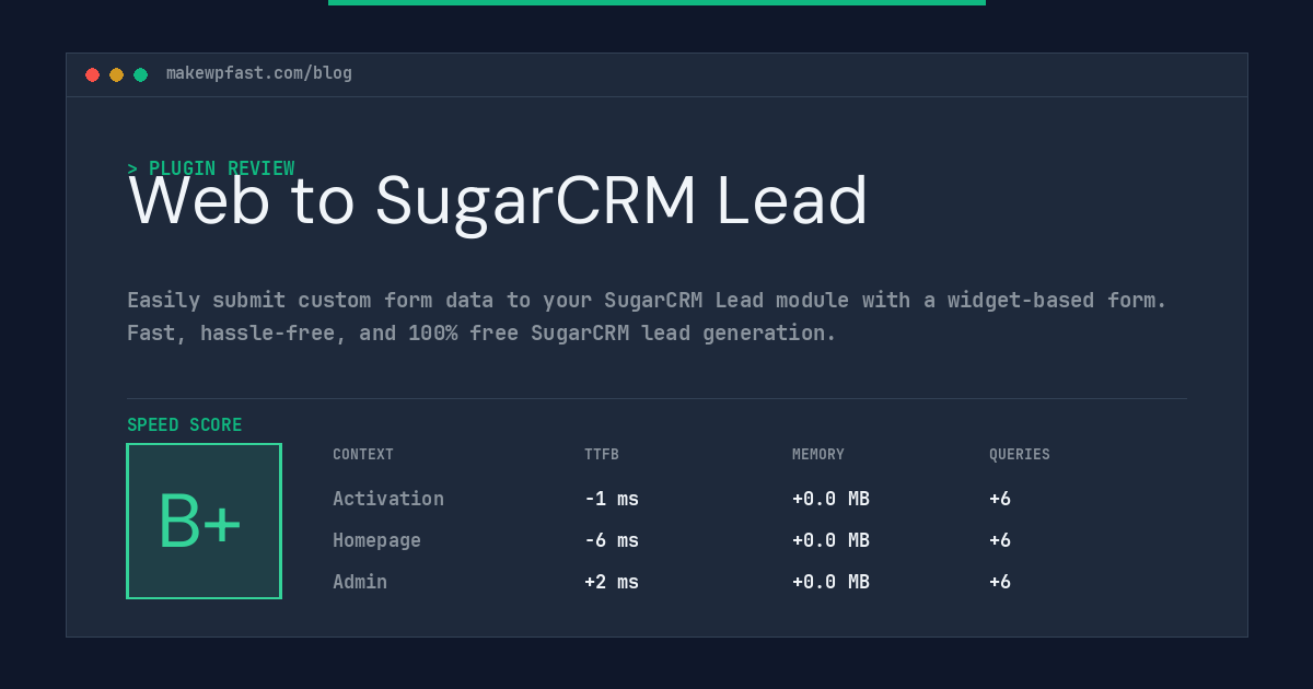Web to SugarCRM Lead - MakeWPFast