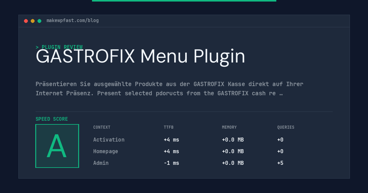 GASTROFIX Menu Plugin - MakeWPFast