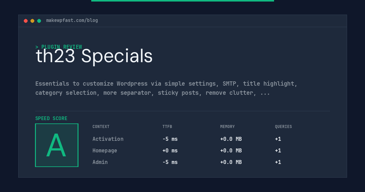 th23 Specials - MakeWPFast