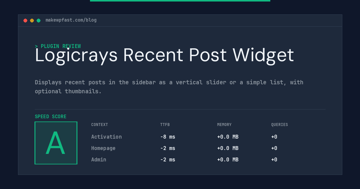 Logicrays Recent Post Widget - MakeWPFast