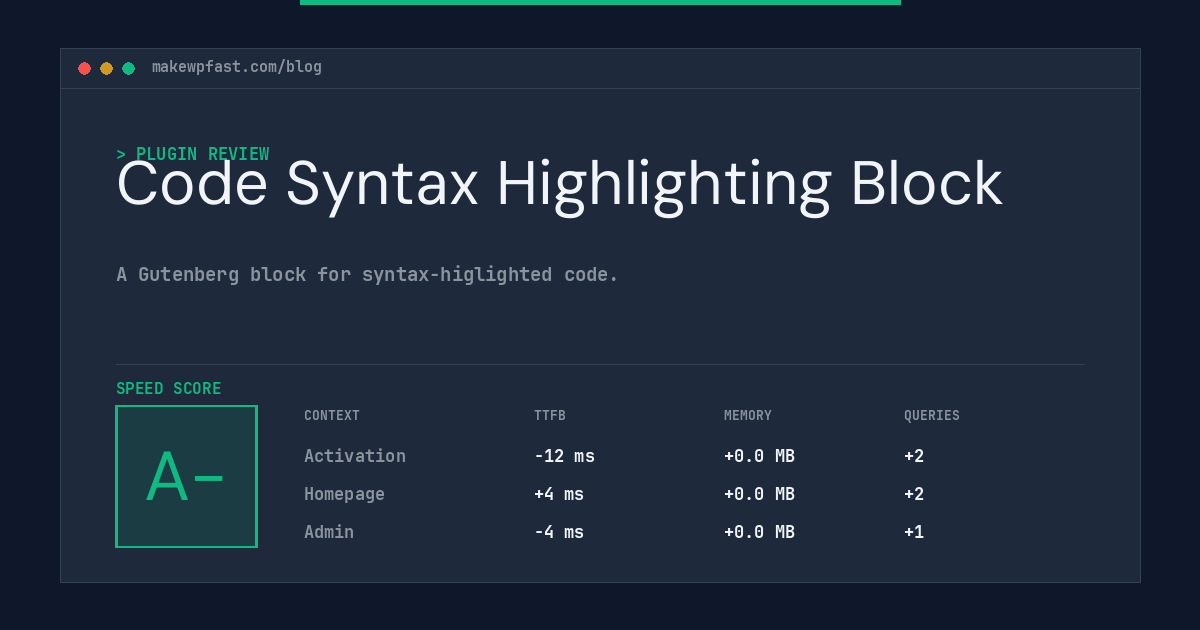 Code Syntax Highlighting Block - MakeWPFast