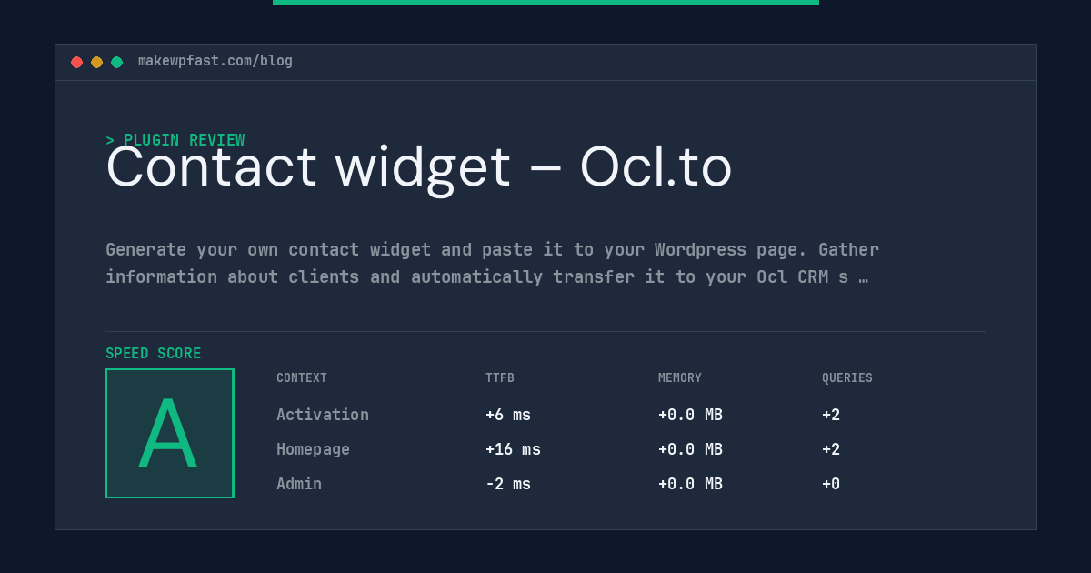 Contact widget – Ocl.to - MakeWPFast