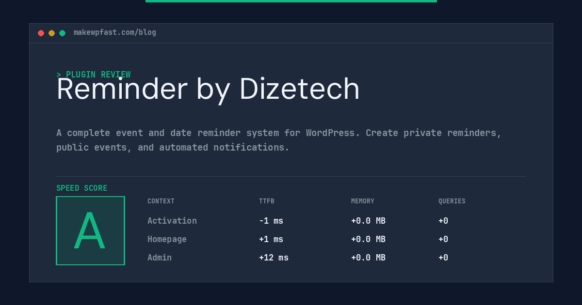 Reminder by Dizetech - MakeWPFast