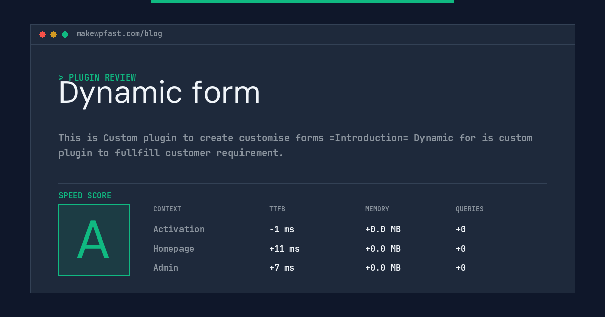 Dynamic form - MakeWPFast