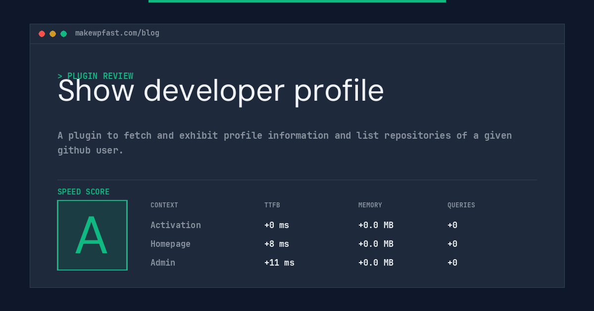 Show developer profile - MakeWPFast